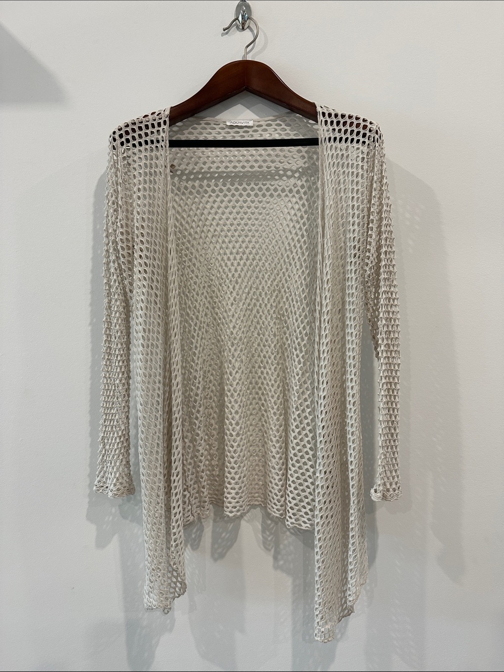 Open-Weave Longline Cardigan - Cream